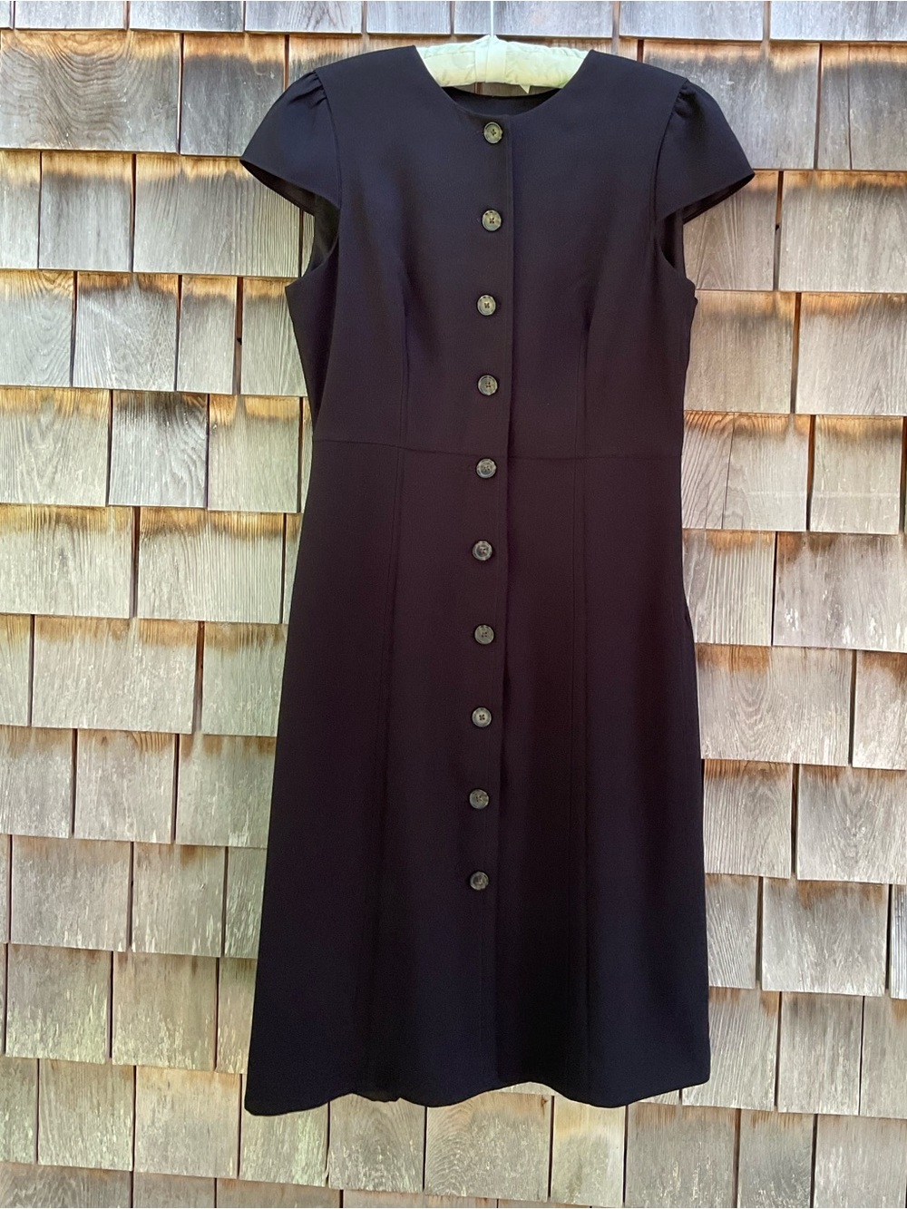 J. Crew Black Button-Front Midi Dress